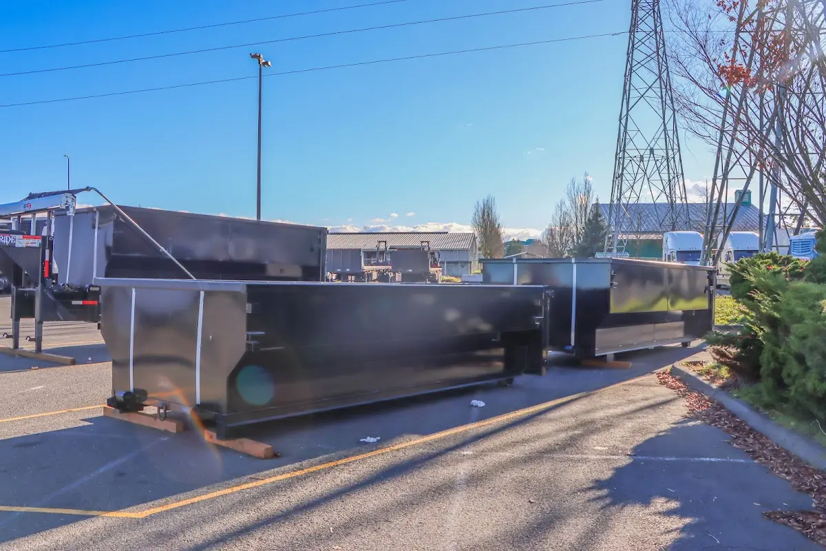 Roll-off dumpster ready for waste disposal at job site for Yard Waste Dumpster Rental in Vinita